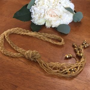 Gold Beaded Braid Necklace
